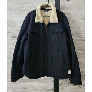 Scotch & Soda Wool Jacket Shirt Men's Sherpa Lined Navy Blue Size XXL